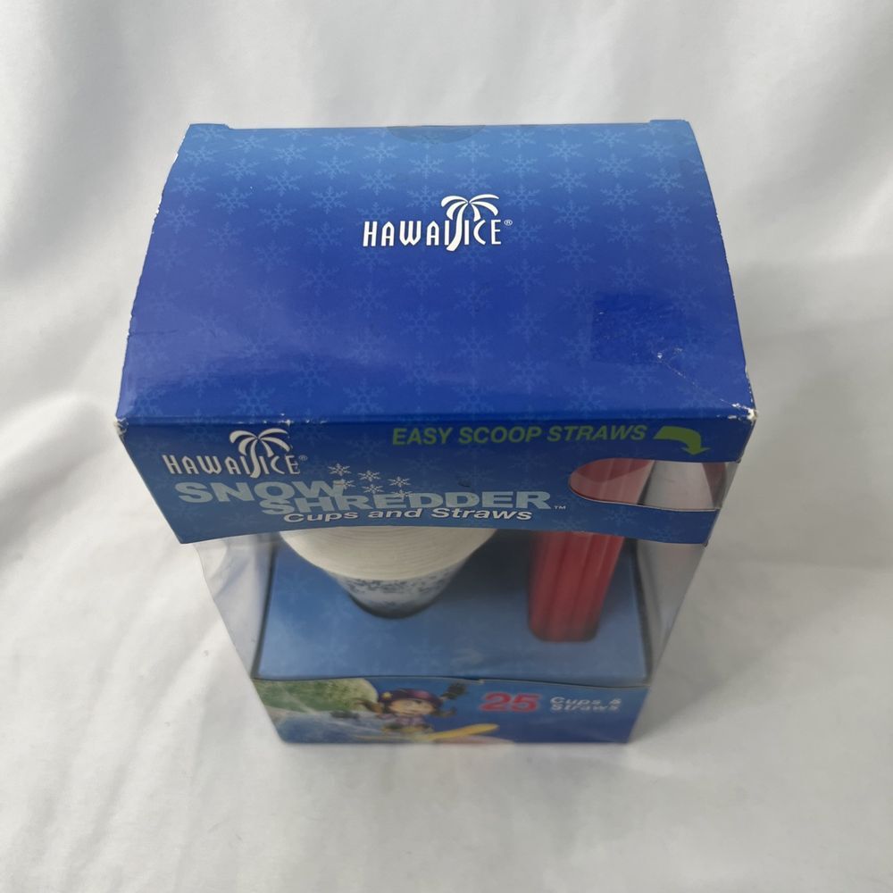 Back To Basics Hawaiice Snow Shredder Cups & 25 Straws SITCS25 25ct Party NEW - Picture 2 of 6